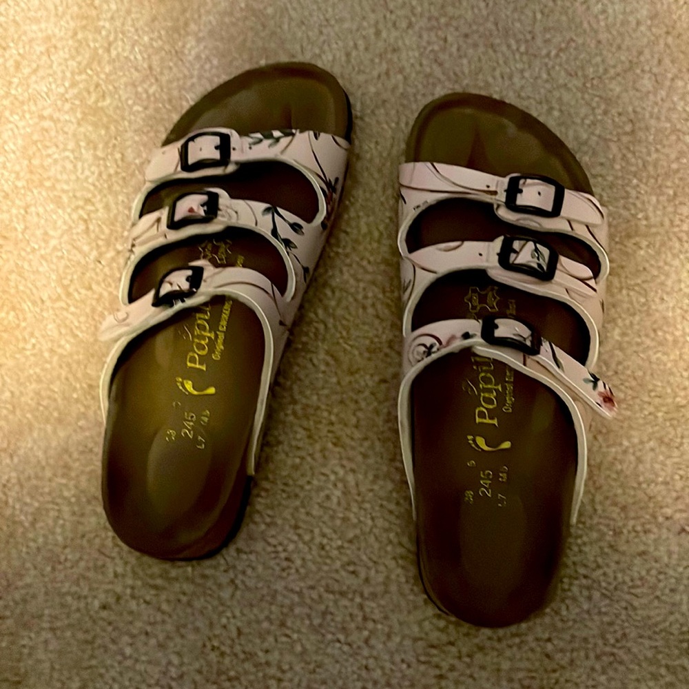 Birkenstock Women's Sandals - White with Floral Design